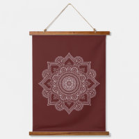Modern Burgundy Red Geometric Mandala Canvas