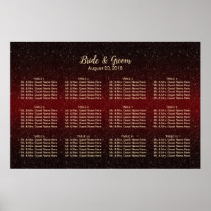 Modern Burgundy Red Glitter Wedding Seating Chart