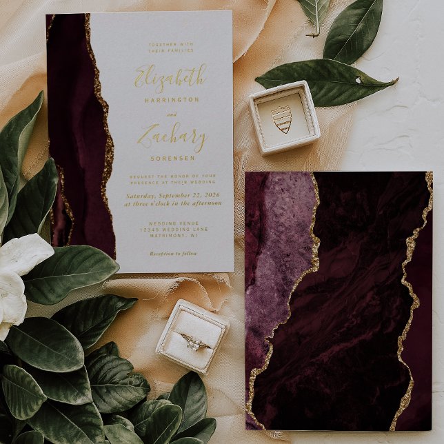 Modern Burgundy Red Gold Agate Wedding (Creator Uploaded)