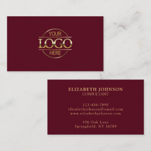 Modern Burgundy Red Professional Company Logo Business Card