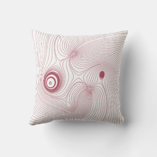 Modern Burgundy Red Psychedelic Topographic Line A Cushion