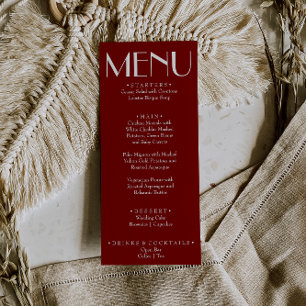Modern Burgundy Retro Whimsical Fun Wedding Menu