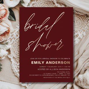 Modern Burgundy Rose Gold Bridal Shower Chic