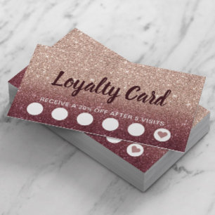 Modern Burgundy Rose Gold Faux Glitter Loyalty Card