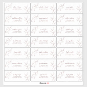 Modern Burgundy Script Botanical Guest Address