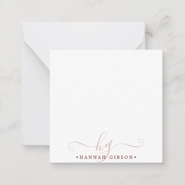Modern Burgundy Script Initials Monogram Minimal Card (Front)