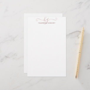 Modern Burgundy Script Initials Monogram Minimal Stationery