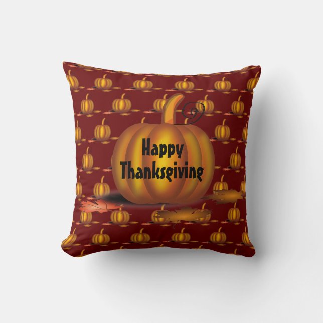 Modern Burgundy | THANKSGIVING | Pumpkin Cushion (Front)