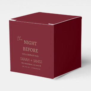 Modern Burgundy the Night Before Rehearsal Dinner Favour Box