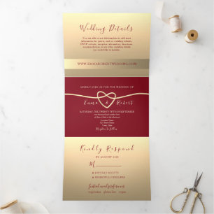Modern Burgundy Tri-Fold Invitation