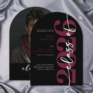 Modern Burgundy Typography Arch Grad Announcement
