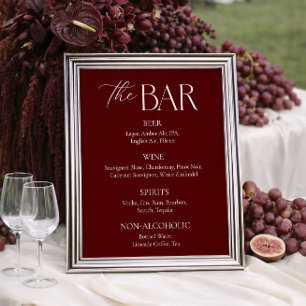 Modern Burgundy Wedding Bar  Poster