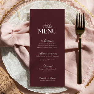 Modern Burgundy Wedding Menu