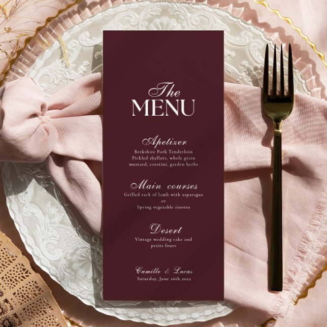 Modern Burgundy Wedding Menu (Creator Uploaded)