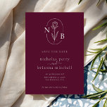 Modern Burgundy Wedding Monogram Minimalist Save The Date<br><div class="desc">Announce your big day with this Modern Burgundy Wedding Monogram Minimalist Save the Date. Featuring rich burgundy tones and a clean monogram design,  it’s perfect for a timeless,  elegant wedding announcement.</div>