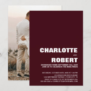 Modern Burgundy Wedding Reception Invitation