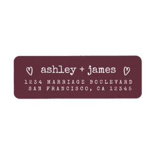 Modern Burgundy Wedding Return Address Label