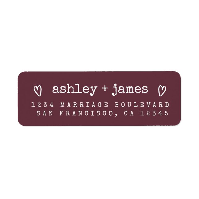 Modern Burgundy Wedding Return Address Label (Front)