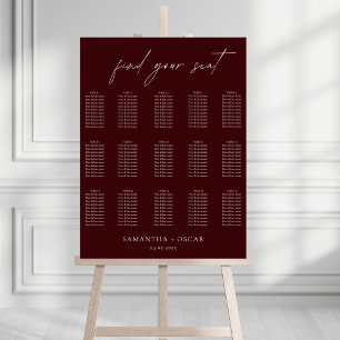 Modern Burgundy Wedding Seating Chart