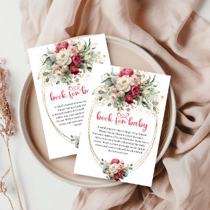 Modern Burgundy White Gold Floral Book Card