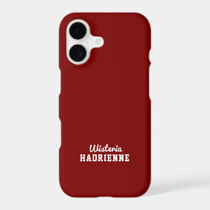 Modern Burgundy White Sports Monogram Name