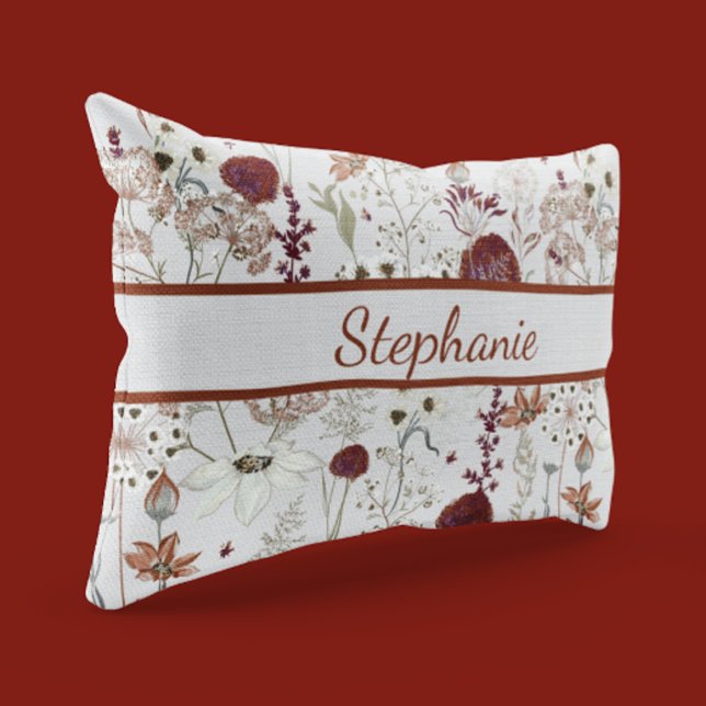 Modern Burgundy Wildflowers | Elegant Boho Floral  Pillowcase (Creator Uploaded)