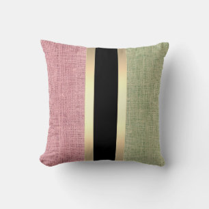 Modern Burlap Gold Striped Cushion