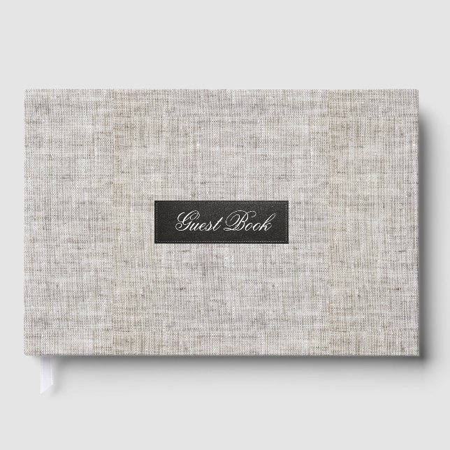 Modern Burlap Guest Book (Front)