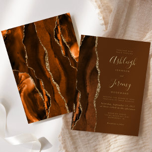 Modern Burnt Orange Agate Brown Wedding