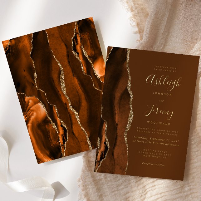 Modern Burnt Orange Agate Brown Wedding (Creator Uploaded)
