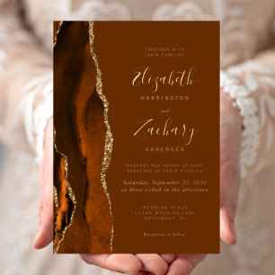 Modern Burnt Orange Agate Brown Wedding
