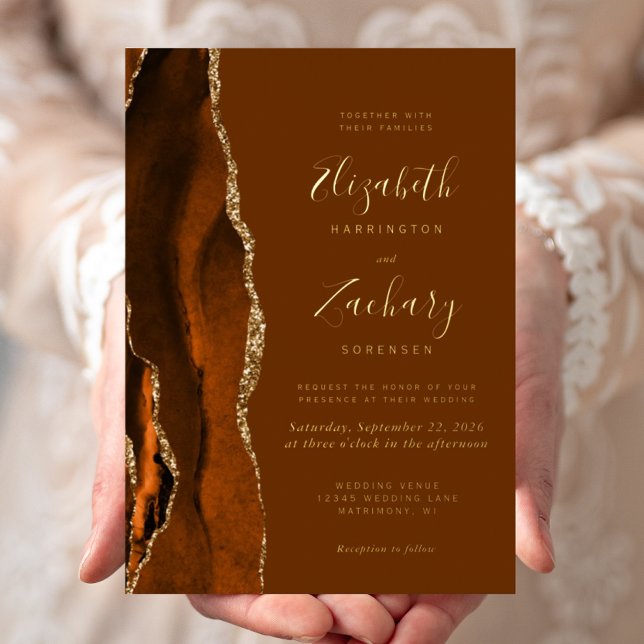 Modern Burnt Orange Agate Brown Wedding (Creator Uploaded)