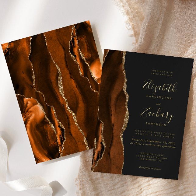Modern Burnt Orange Agate Dark Wedding (Creator Uploaded)