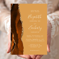 Modern Burnt Orange Agate Honey Gold Wedding