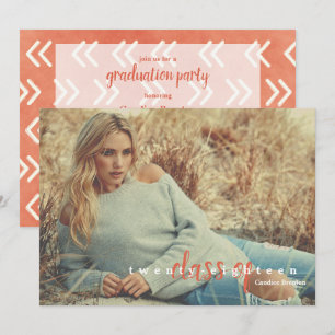 Modern Burnt Orange Arrow Graduate Invitations
