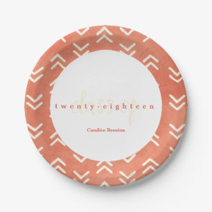 Modern Burnt Orange Arrow Graduation Party Plates