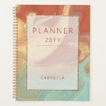 Modern Burnt Orange Cream Aqua & Gold Abstract Planner<br><div class="desc">This design features a modern abstract burnt orange rust,  creamy yellow,  aqua,  and gold back,  with matching cover with a faux gold glitter framed text area. Modern and unique. Personalise it with your name and year. Created by Simply Farmhouse Press.</div>