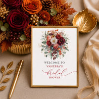 Modern burnt orange floral bridal shower tabletop