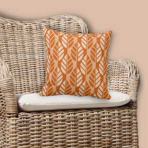 Modern Burnt-Orange Leaves Pattern Cushion