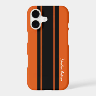 Modern Burnt Orange Racing Stripes With Name