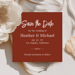 Modern Burnt Orange Save The Date QR Wedding Invitation