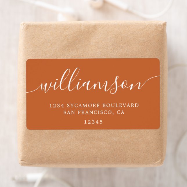 Modern Burnt Orange Script Family Return Address (Insitu)