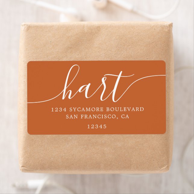 Modern Burnt Orange Script Family Return Address (Insitu)