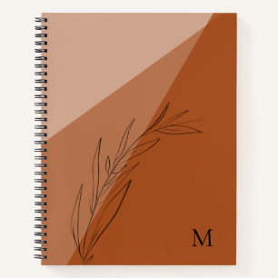 Modern Burnt Orange Terra Cotta Monogram Notebook