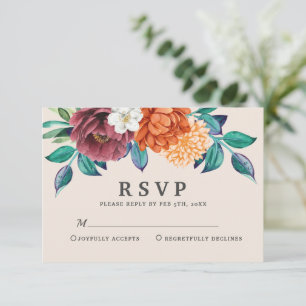 Modern burnt orange terracotta Fall Wedding RSVP Card