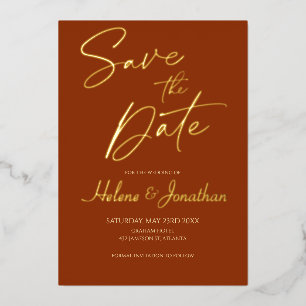 Modern Burnt Orange Terracotta Save The Date