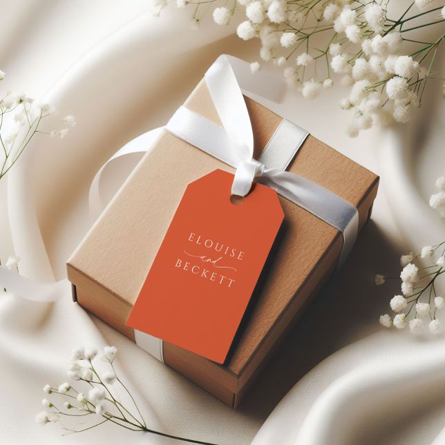 Modern Burnt Orange Wedding Favor Tag (Creator Uploaded)