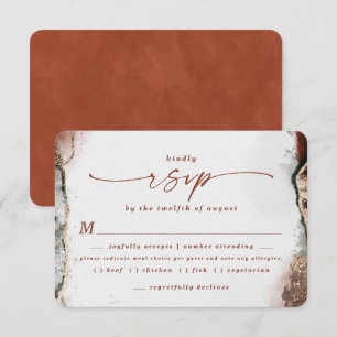 Modern Burnt Orange Wedding Meal Choice RSVP Card