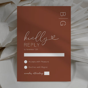 Modern Burnt Orange Wedding RSVP Card