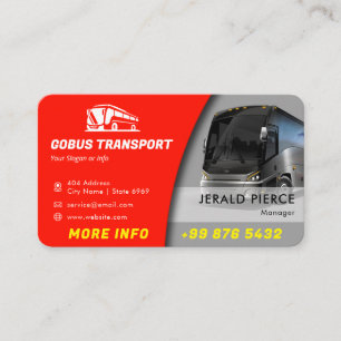 Modern Bus Company Red Business Card